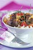 Braised oxtail with tomatoes, rosemary and rice
