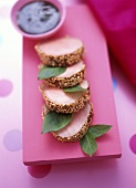 Pork fillet with sesame crust with Asian dip
