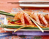 Asian style shrimps with strips of vegetables