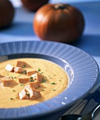 Pumpkin soup with tofu