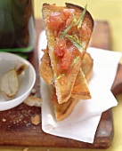 Bruschette (toasted bread with tomatoes), Tuscany, Italy