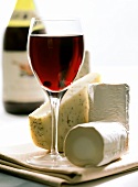 Cheese still life with red wine