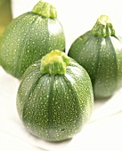 Still life with three round courgettes