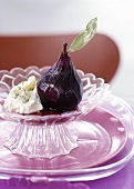 Red wine pear with Blue Stilton