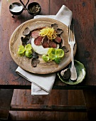 Venison fillet on parsnip whip with truffles