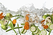 Fresh vegetables in boiling water