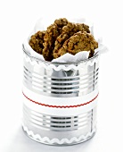 Oat cookies in a decorated tin 