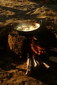 Afogado (Brazilian cabbage stew) on the fire