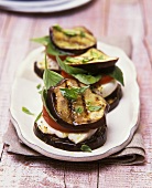 Aubergine pieces with mozzarella & tomato stuffing