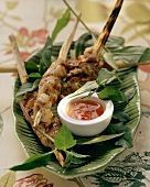 Grilled Asian style shrimp and minced pork kebabs