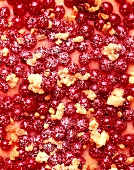 Redcurrant cake with crumble (close-up)