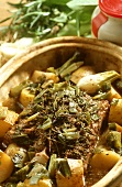 Roast pork, Tuscany style, with herbs in a Römertopf