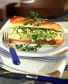 Egg and courgette sandwich in baguette