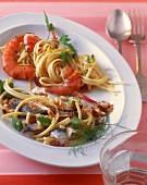 Bucatini with sardines and linguine with lemon scampi