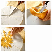 Making orange cream sponge gateau