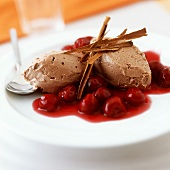 Gianduja cream with warm cherries