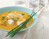Curried fish soup with bananas