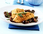 Trout fillets with almonds, grapes and sage