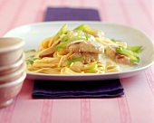 Mackerel with celery and linguine
