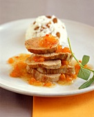 Pork fillet with persimmon sauce and rice
