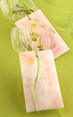 Home-made pastel-coloured cutlery case