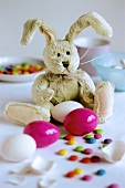 Fabric bunny with Easter eggs