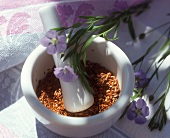Linseed in mortar (remedy for gastritis, stomach problems)