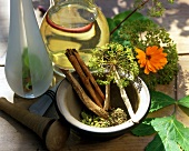 Ingredients for 'Magenschmeichler' herbal liqueur