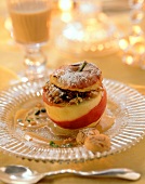 Baked apple with amaretti and pistachio filling