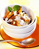 Sweet coconut rice with apricots, raisins and cinnamon