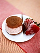 Strawberry ice cream sandwich (with chocolate biscuits)