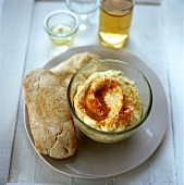 Hummus (chick pea and sesame dip) and bread