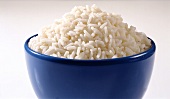 Cooked long-grain rice in small bowl