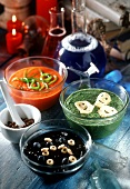 Fruit and vegetable soups for witch's party