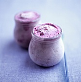 Blueberry ice cream in frosted glasses