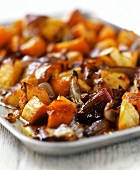 Platter of caramelised baked vegetables