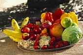 Frische exotische Früchte und Gemüse in einer Schale