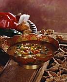 Subzi narial ambal (vegetable & coconut soup with nuts, India)