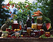 Eingemachte Früchte, Gemüse, Marmeladen und Säfte