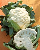 Cauliflower, whole and halved