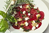Beetroot carpaccio with goat's cheese and herb vinaigrette