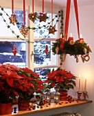 Fensterdeko mit Weihnachtssternen