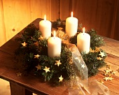 Advent wreath decorated with gold stars