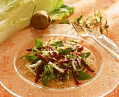 Autumn salad with Chinese cabbage, mint and beetroot