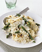 Risotto with green asparagus, Parmesan and pine nuts