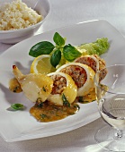 Squid with rice and tomato filling