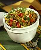 Bulgur salad with tomatoes, spring onions, herbs (tabbouleh)
