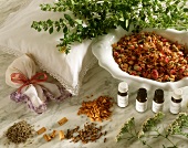 Various essential oils and perfumed pot-pourri