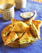 Filo pastries with cheese and vegetable filling