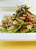 Spinach and chicken salad with sesame